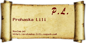 Prohaska Lili névjegykártya